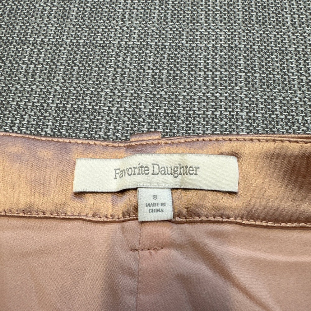 Favorite Daughter Tuscany Satin Wide Leg Pants size 8 Champagne Pink Pleated - Picture 3 of 13
